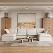Down Filled Modular U-Shaped Cloud Sofa Couch with Ottoman – 6 Piece Set