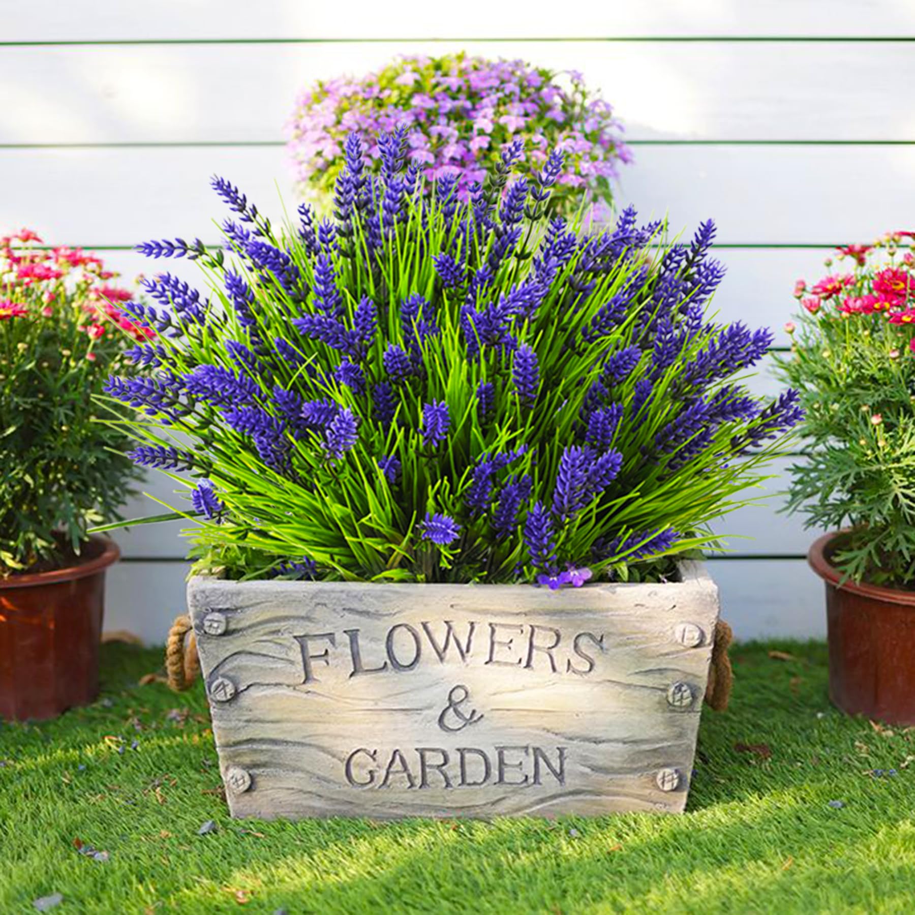 Artificial Plants Outdoor, 22 Pcs Fake Flowers UV Resistant Outdoor Fake Plants