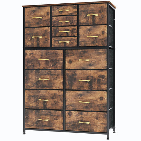 16 Drawers Dresser for Bedroom, Tall Dressers & Chests of Drawers with Wood Top