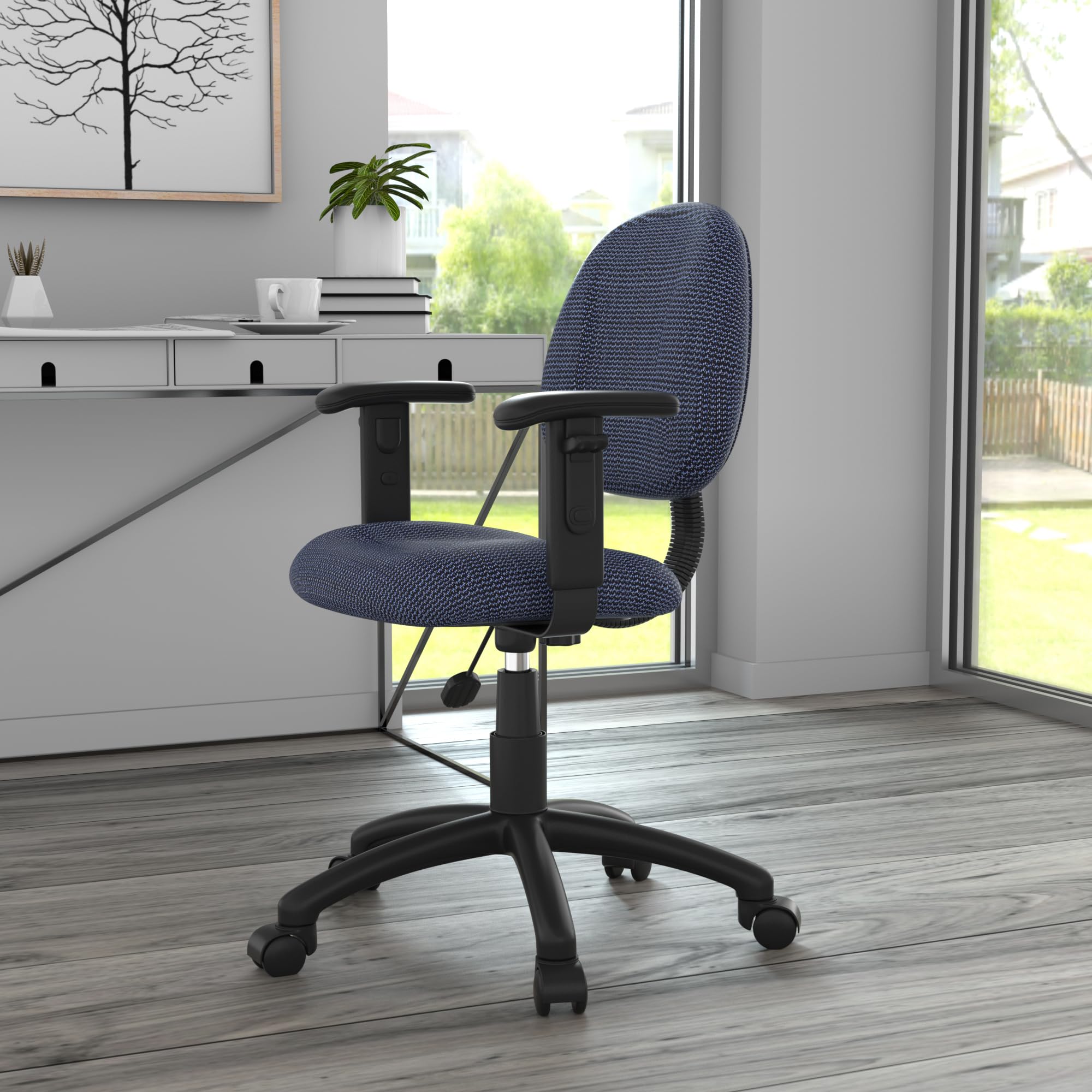 Perfect Posture Deluxe Fabric Task Chair with Adjustable Arms - Blue
