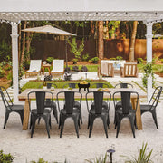 Metal Dining Chair Indoor-Outdoor Use Stackable Classic Trattoria Chair Chic Dining
