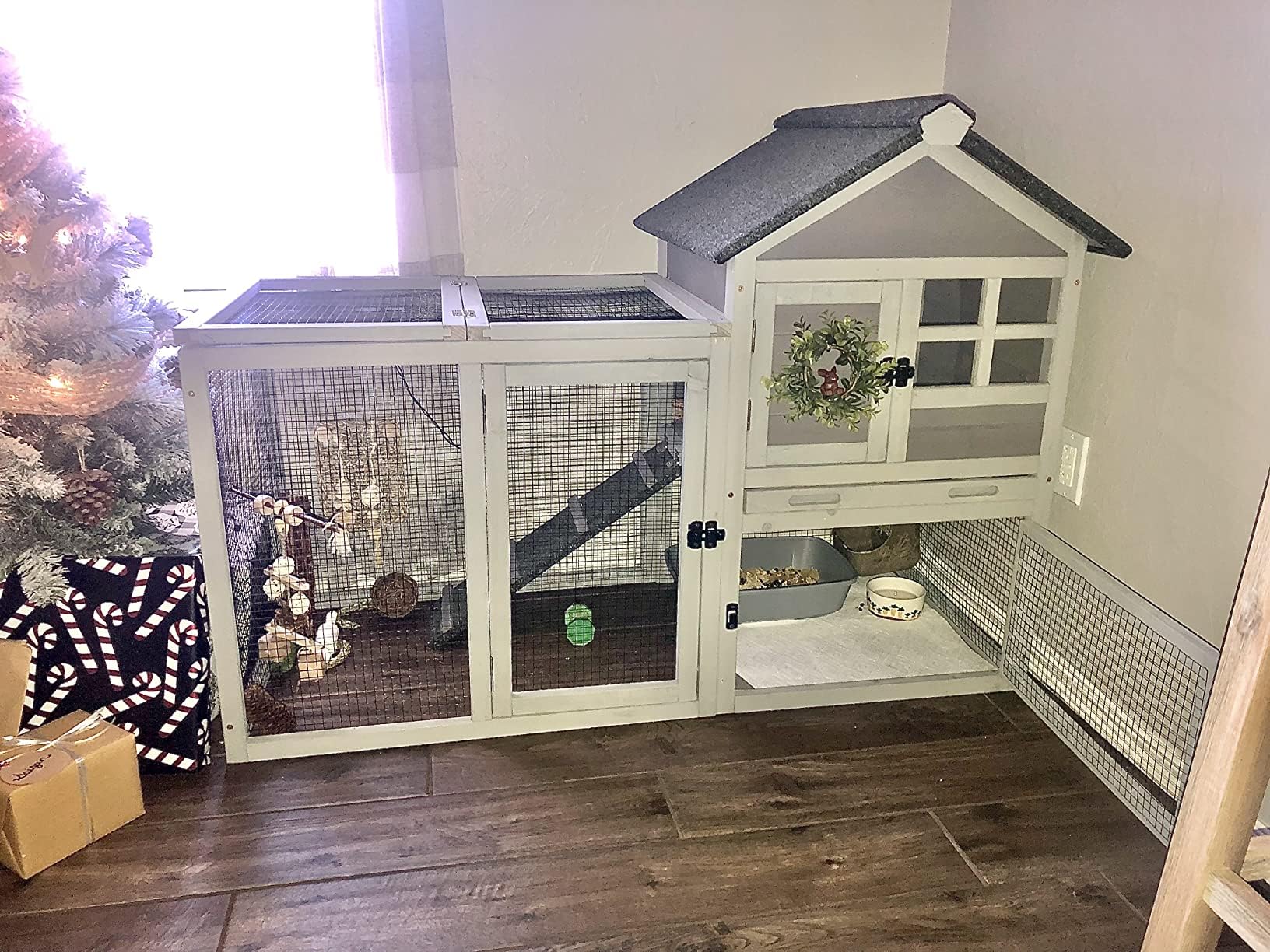 Rabbit Hutch Outdoor Rabbit Cage Indoor, 51.6" L Wooden Bunny Cage