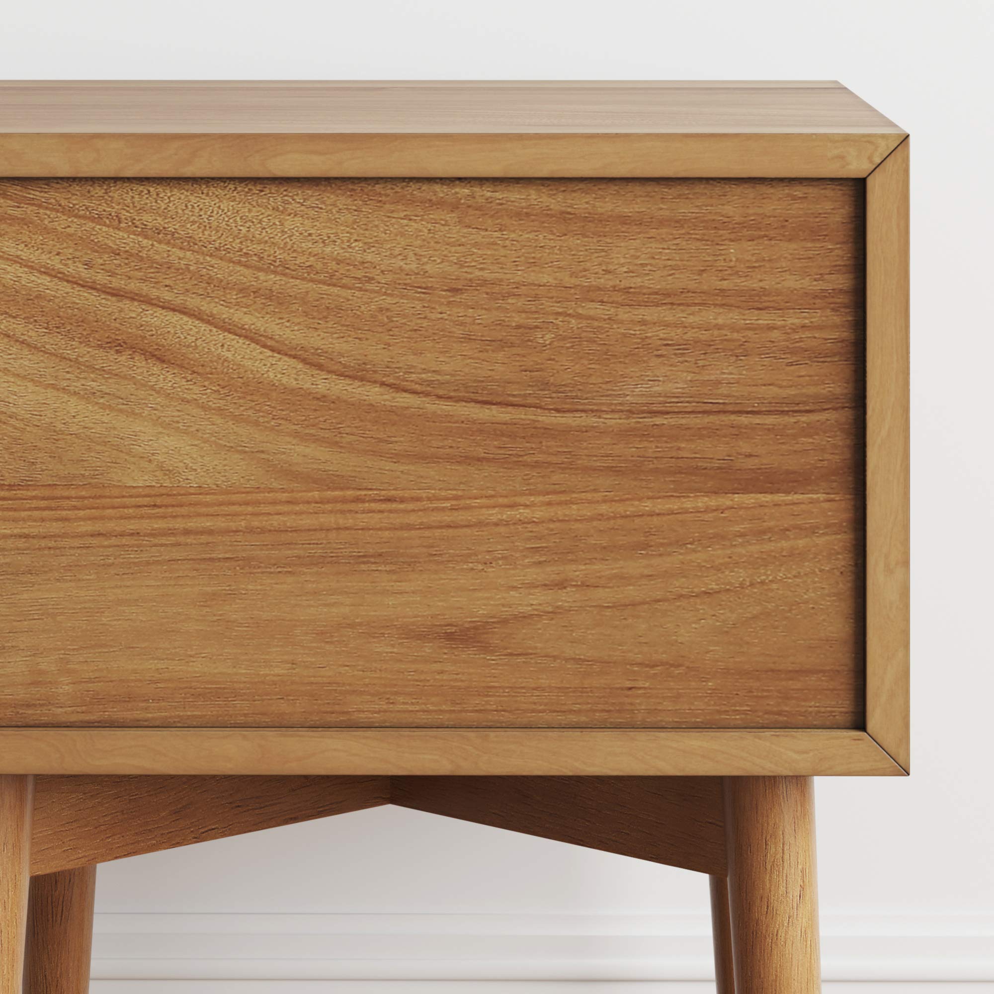 32704 Harper Mid-Century Oak Wood Nightstand with 2-Drawers, Small Side End Table
