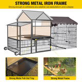 Mobile Chicken Coop 85" Large All-Steel Frame Hen House Poultry Cage