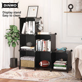 DINMO 6 Cubes Storage Organizer, Bookcase, Display Shelf with Wooden Mallet, Cabinet Storage for Kids, Adult, Office, Bedroom, Bathroom, Black