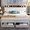 Upholstered Bed Frame King Size with Headboard, Platform King Bed Frame