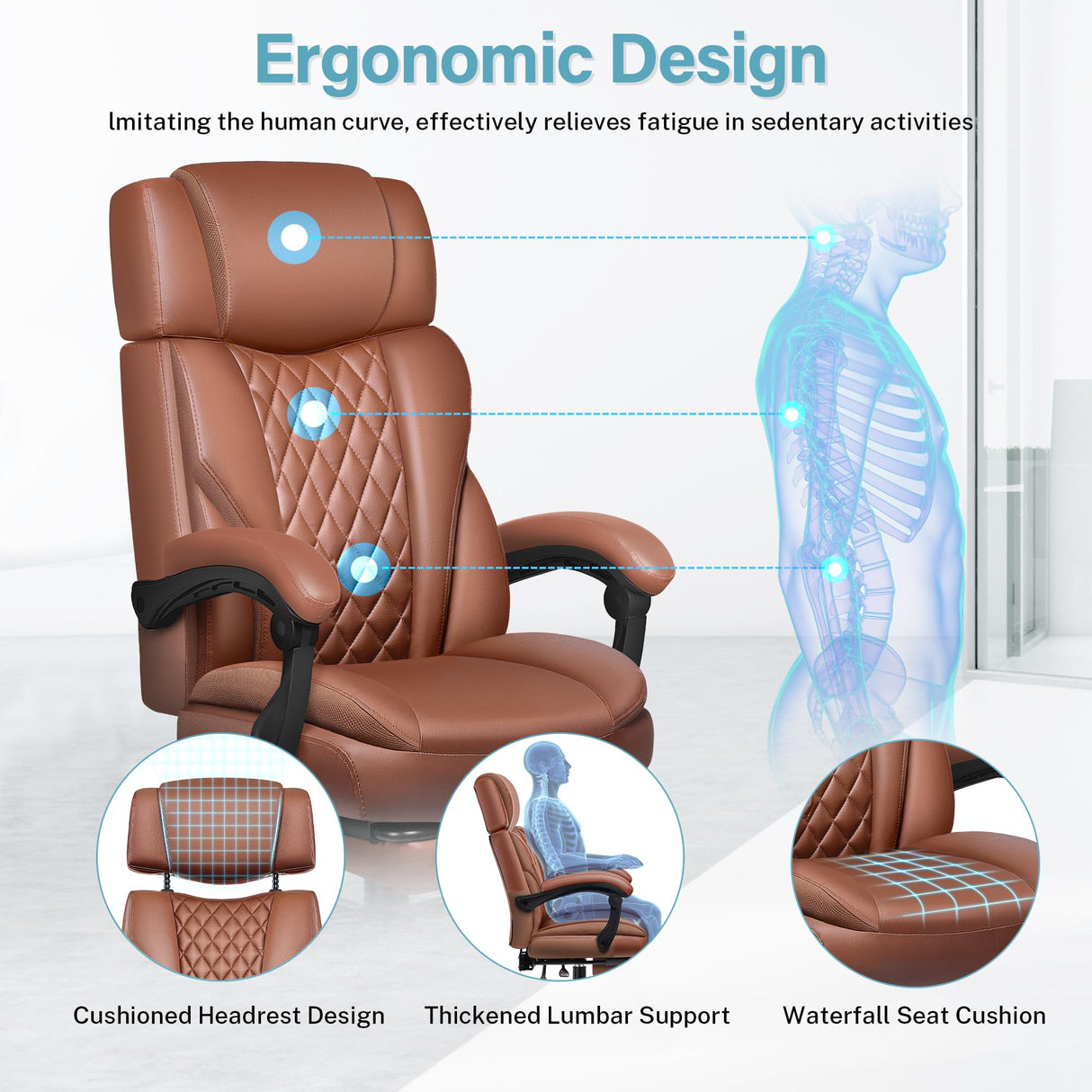 Executive Leather Office Chair, Big and Tall Office Chair