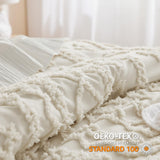 tufted Boho Comforter Set California King - Beige Boho Bedding Comforter Set, 3 Pieces
