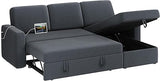 Sectional Sofa L-Shaped Sofa Couch Bed w/Chaise & USB, Reversible Couch