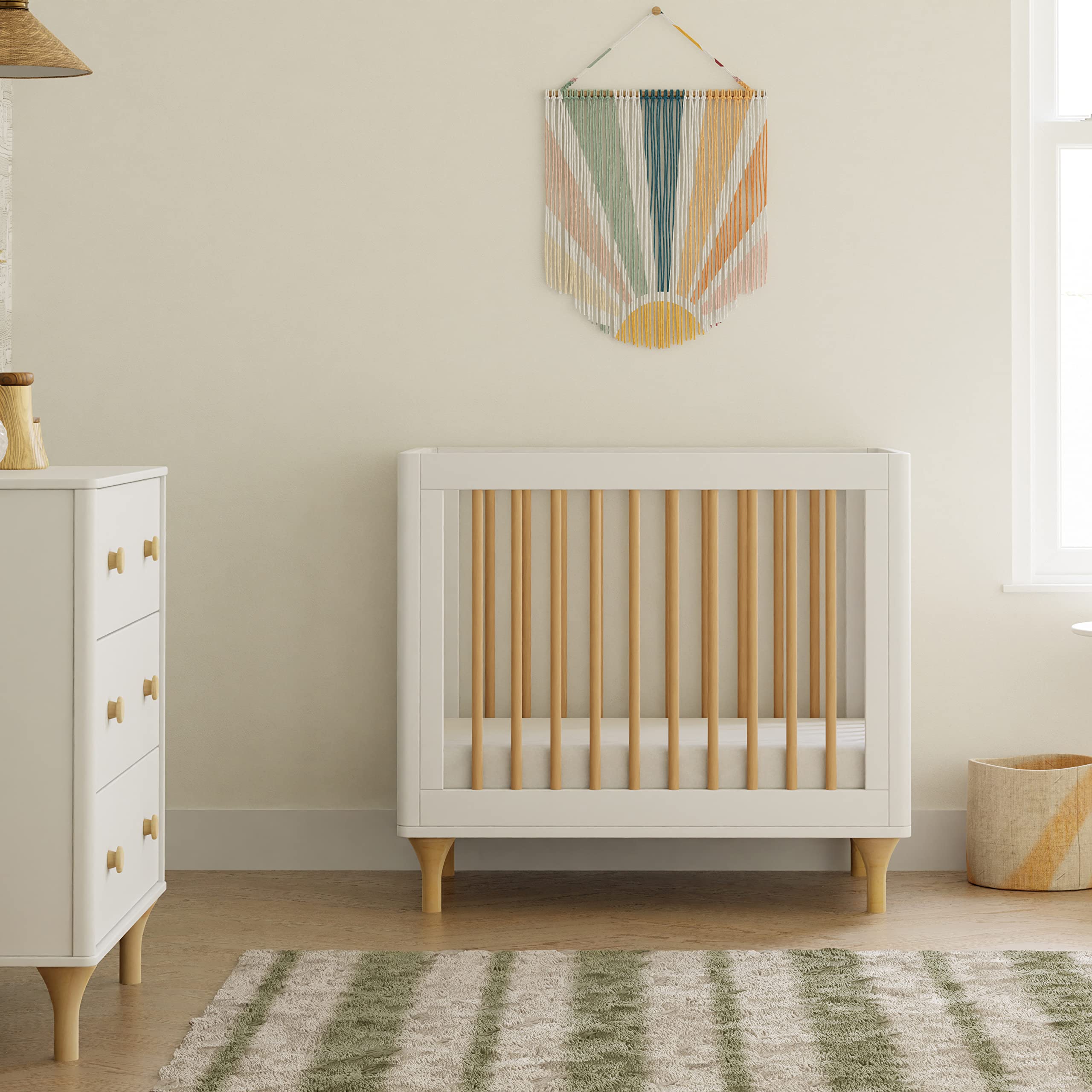 Lolly 4-in-1 Convertible Mini Crib and Twin Bed with Toddler Bed Conversion Kit in White