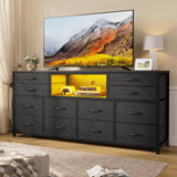 TV Stand Dresser for Bedroom with Power Outlets, 55 inch Entertainment Cente