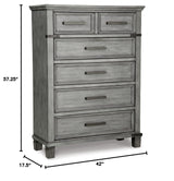 Russelyn Rustic 5 Drawer Chest of Drawers, Gray