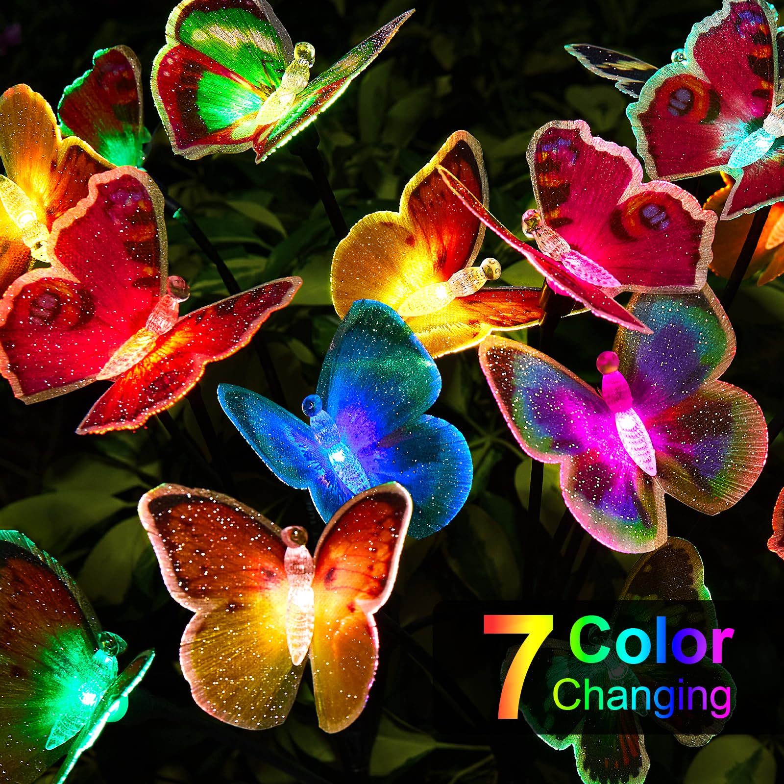 Solar Garden Lights, 3 Pack Lifelike Swaying Butterfly Solar Lights for Outside