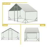 Metal Chicken Coop 10x6.6x6.56ft Walk-in Poultry Cage Chicken Run Hen Rabbit