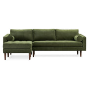 Napa Left-Facing Sectional Sofa, Distressed Green Velvet