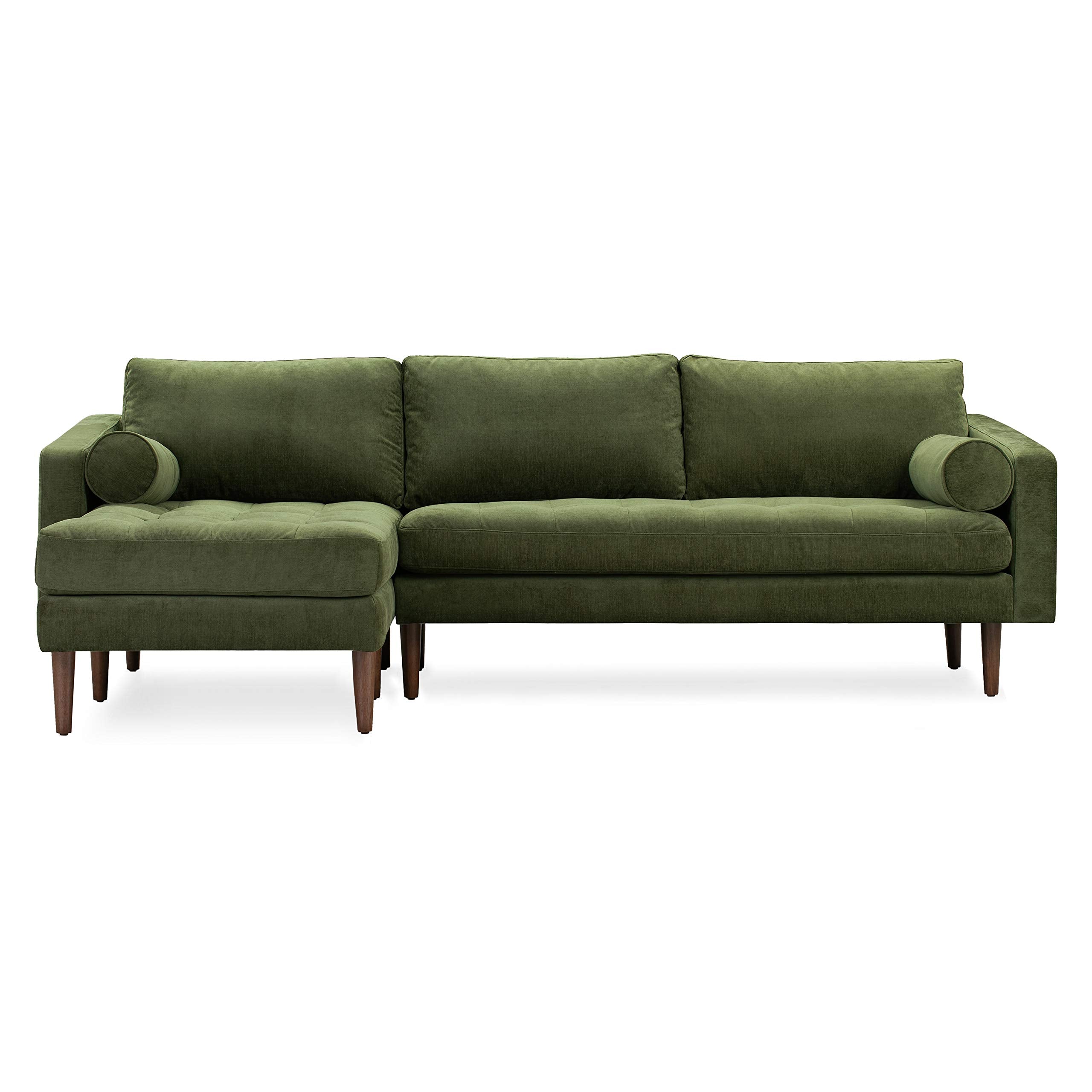 Napa Left-Facing Sectional Sofa, Distressed Green Velvet