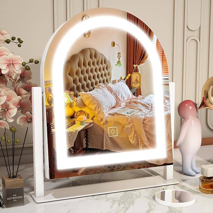 Vanity Mirror with Lights, 32" x 22" Large Lighted Vanity Mirror with Dimmable 3 Modes