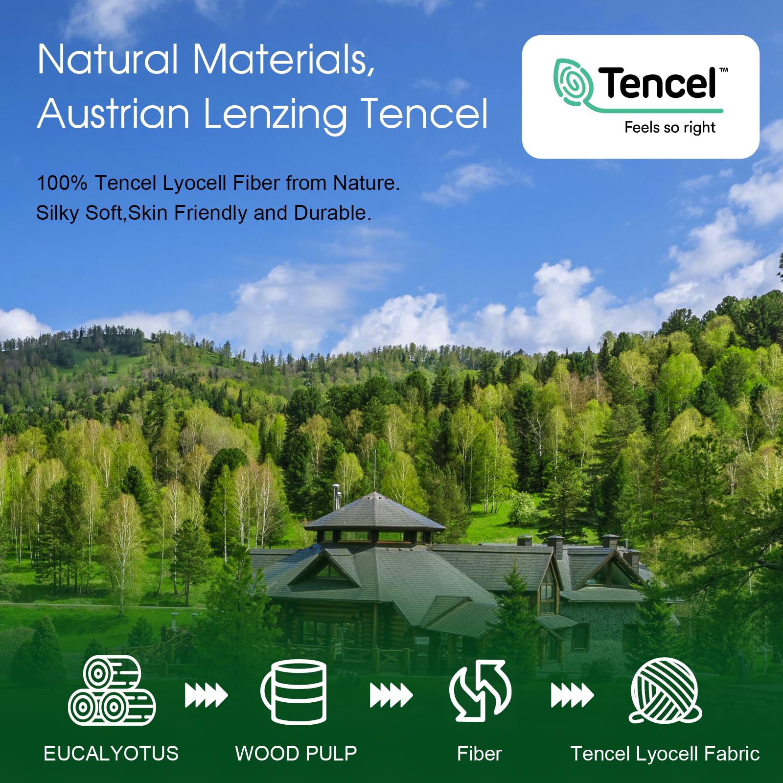 100% Tencel Eucalyptus Sheets King, 18” Deep Pocket King Sheets 4 Pieces Lyocell
