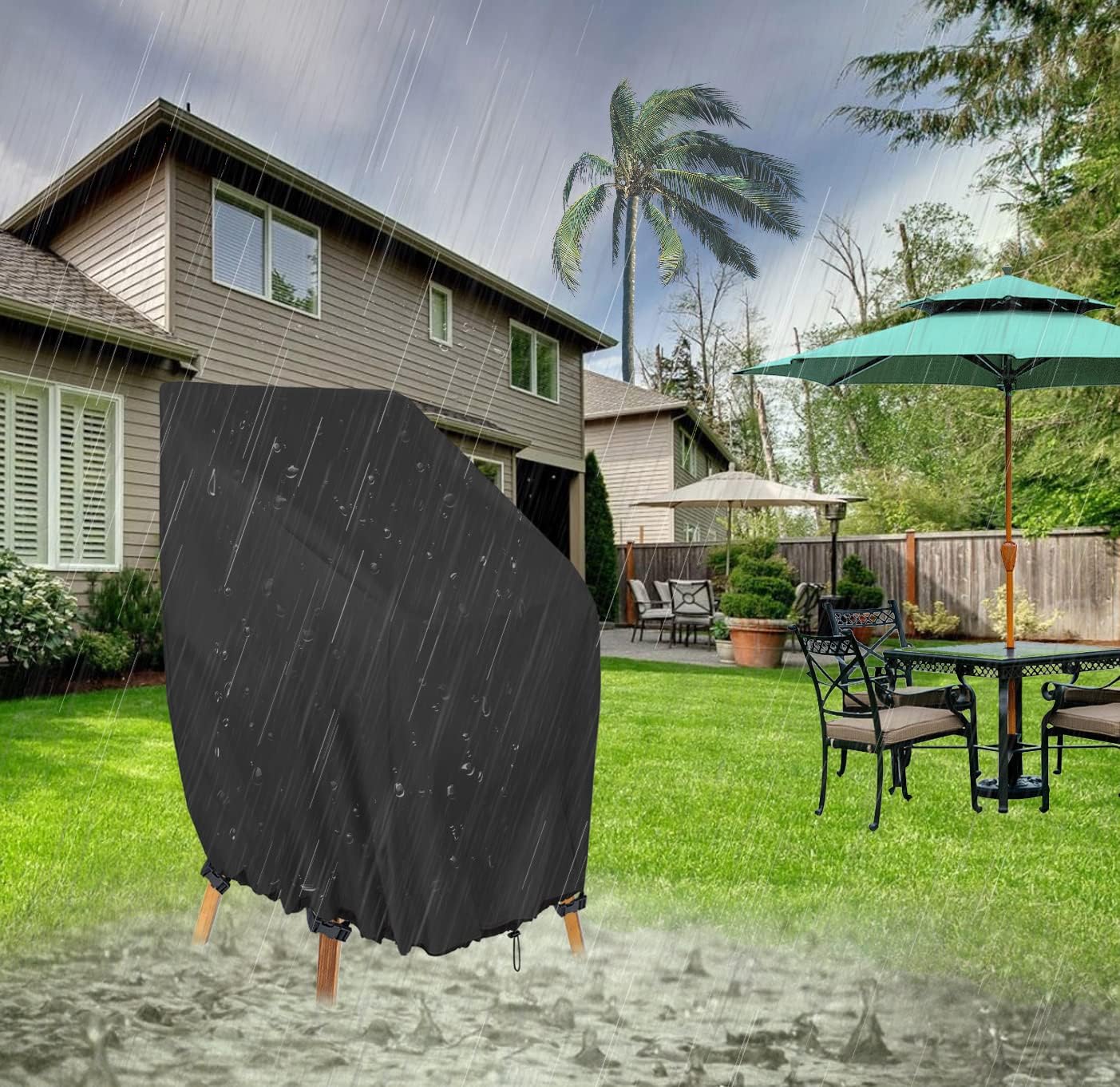 Outdoor Stackable Chair Covers 100% Waterproof High Back Patio Chair Cover Heavy Duty