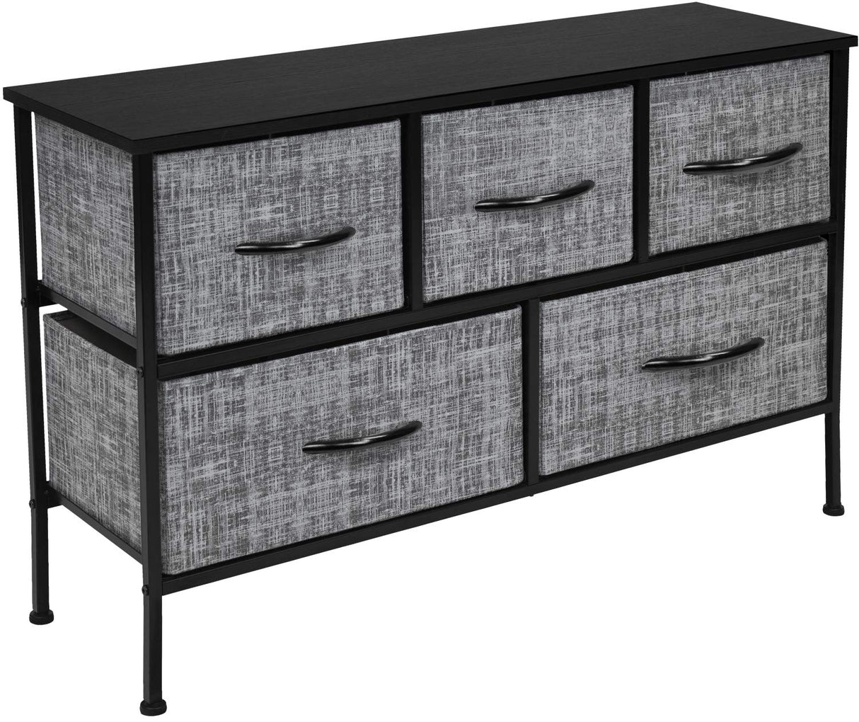 Dresser with 5 Drawers - Storage Chest Organizer Unit with Steel Frame, Wood Top