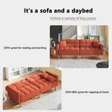 Linen Upholstered Modern Convertible Folding Futon Sofa Bed with 2 Pillows