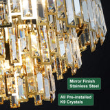 Crystal Chandelier Plated Gold Modern Round Chandeliers for Dining Room Bedroom