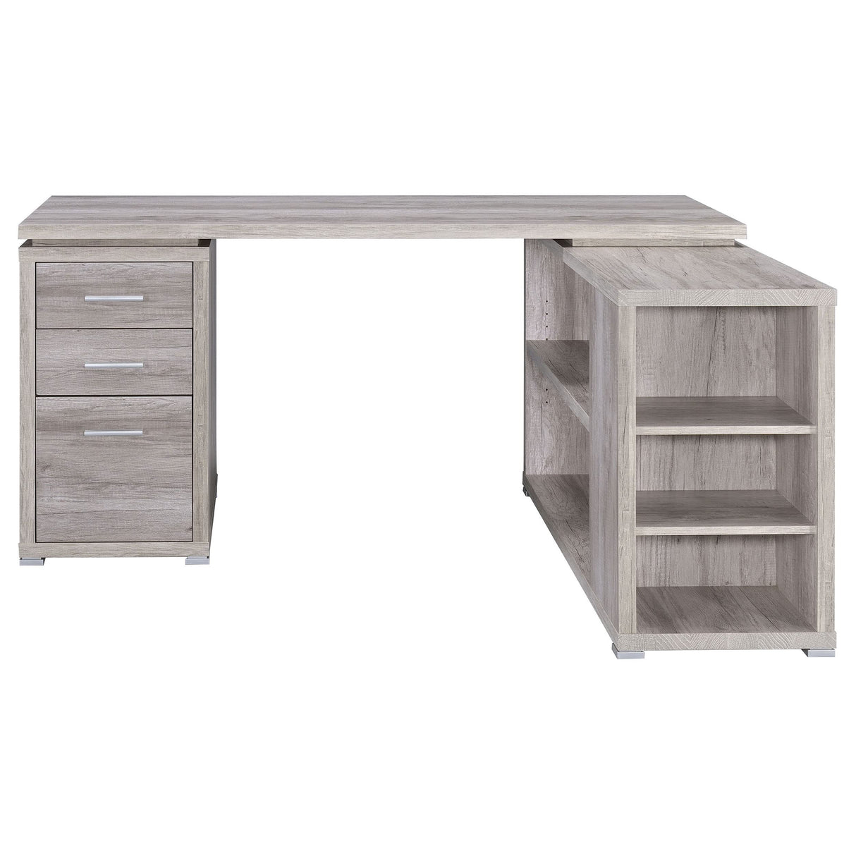 Yvette L-Shape Grey Driftwood Office Desk (801516)