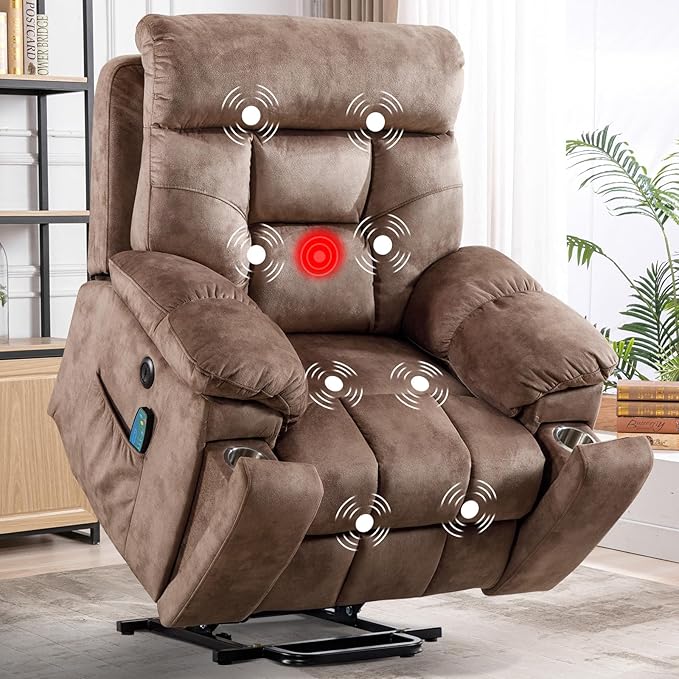 Large Power Lift Recliner Chair with Massage and Heat for Elderly Big and Tall People