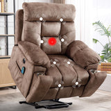 CANMOV Large Power Lift Recliner Chair with Massage and Heat for Elderly Big and Tall People, Overstuffed Wide Recliners with 2 Cup Holders, Side Pocket and USB Port, Camel