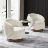 Swivel Accent Chair Round Barrel Armchair Upholstered Performance Fabric for Living Room Bedroom Reading Waitingroom,2 PCS,Cream