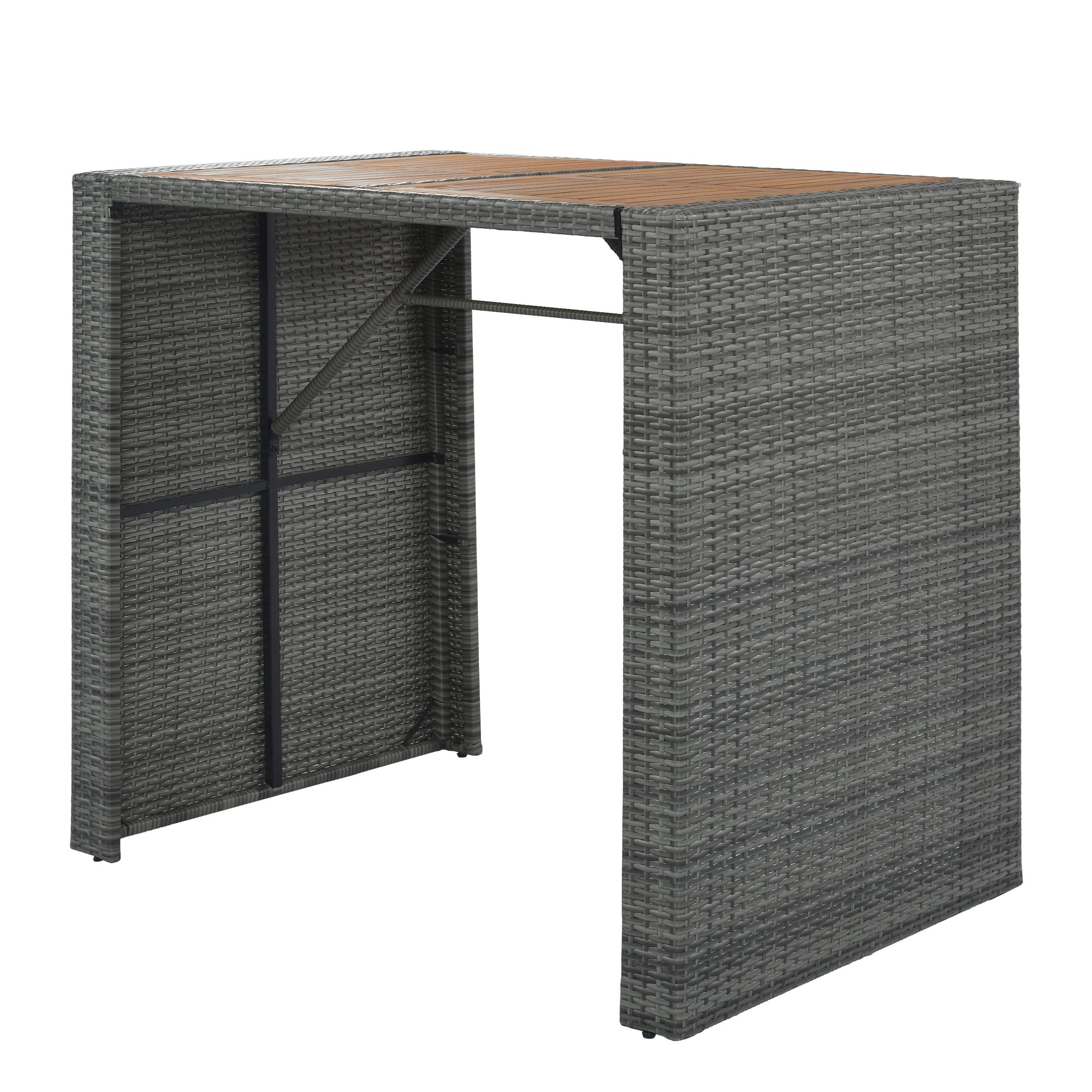 VnndeNest 5-Pieces Patio Furniture Set, Outdoor Wicker Bar Set with 4 Stools and Table, Space Saving Wicker Patio Bars Set Outdoor Furniture Bistro Set for Backyards, Porches, Gardens, Poolside, Grey