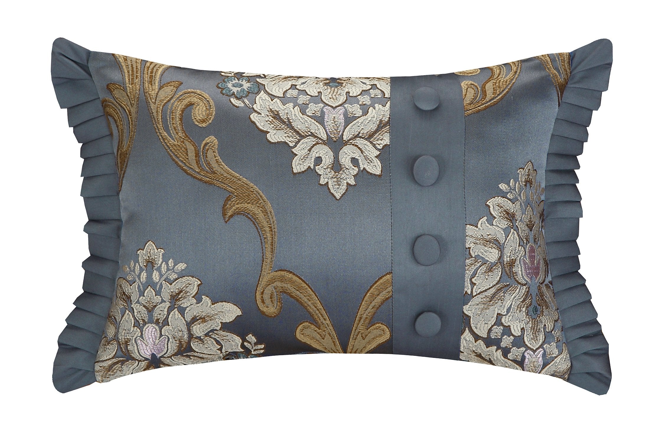 9 Piece Aubrey Decorator Upholstery Comforter Set and Pillows Ensemble, King, Blue