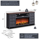 Fireplace TV Stand for TVs up to 80 Inches with 36" Electric Fireplace, 31" Farmhouse