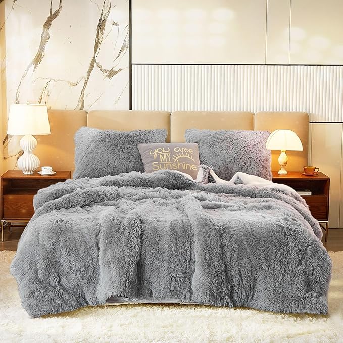 Luxury Faux Fur Shaggy Comforter Set Full/Queen Size