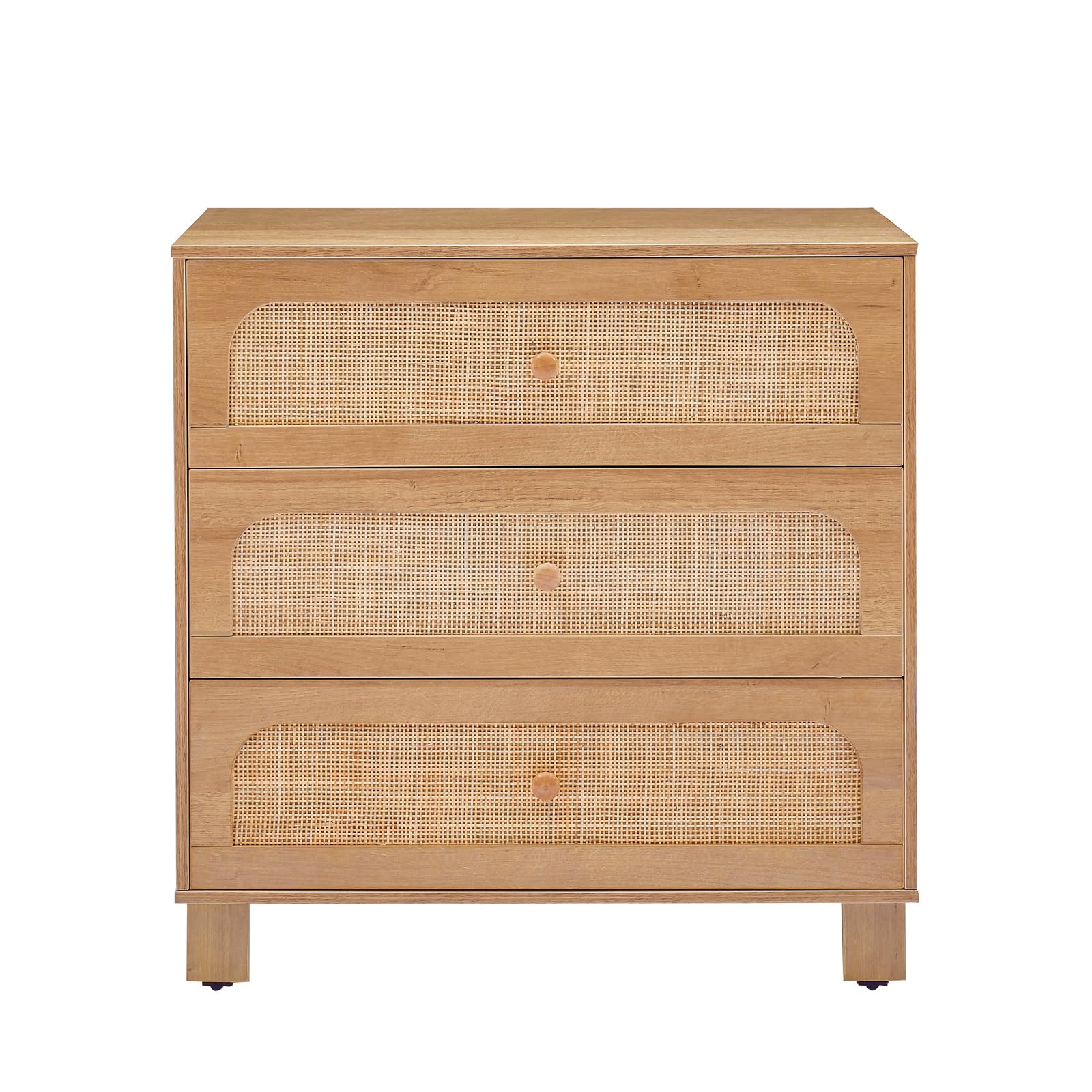 3 Drawer Dresser,Rattan Dresser for Bedroom, Mid-Century Modern Nightstands