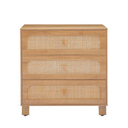 3 Drawer Dresser,Rattan Dresser for Bedroom, Mid-Century Modern Nightstands