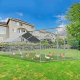 Large Metal Chicken Run with Waterproof Cover - Spacious Outdoor Poultry Cage