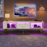 TV Stand with LED Light for TVs up to 80 inch, Modern Entertainment Center with Open