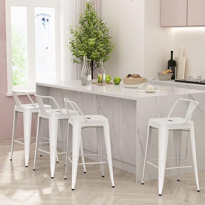 Bar Stools Set of 4 Counter Height Stools Industrial Metal Barstools