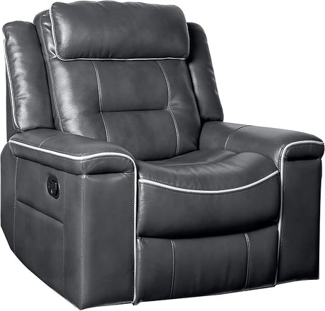 65" Leather Gel Double Reclining Loveseat, Dark Gray