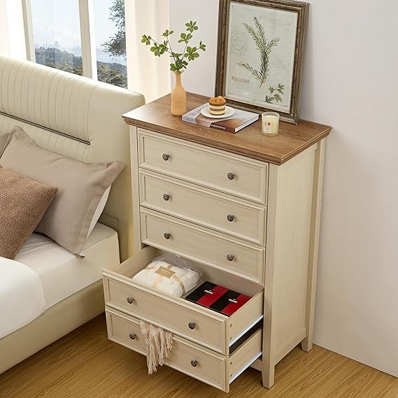 White Dresser for Bedroom, White 7-Drawer Dresser, Modern 7 Chest of Drawers