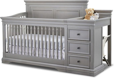 Furniture Portofino Crib,Classic 4-In-1 Convertible Crib,Brushed Ivory Crib Made of Wood