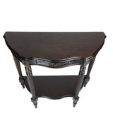 Half Crescent Moon Shape Engraved Wooden Console Table with 1 Drawer, Brown