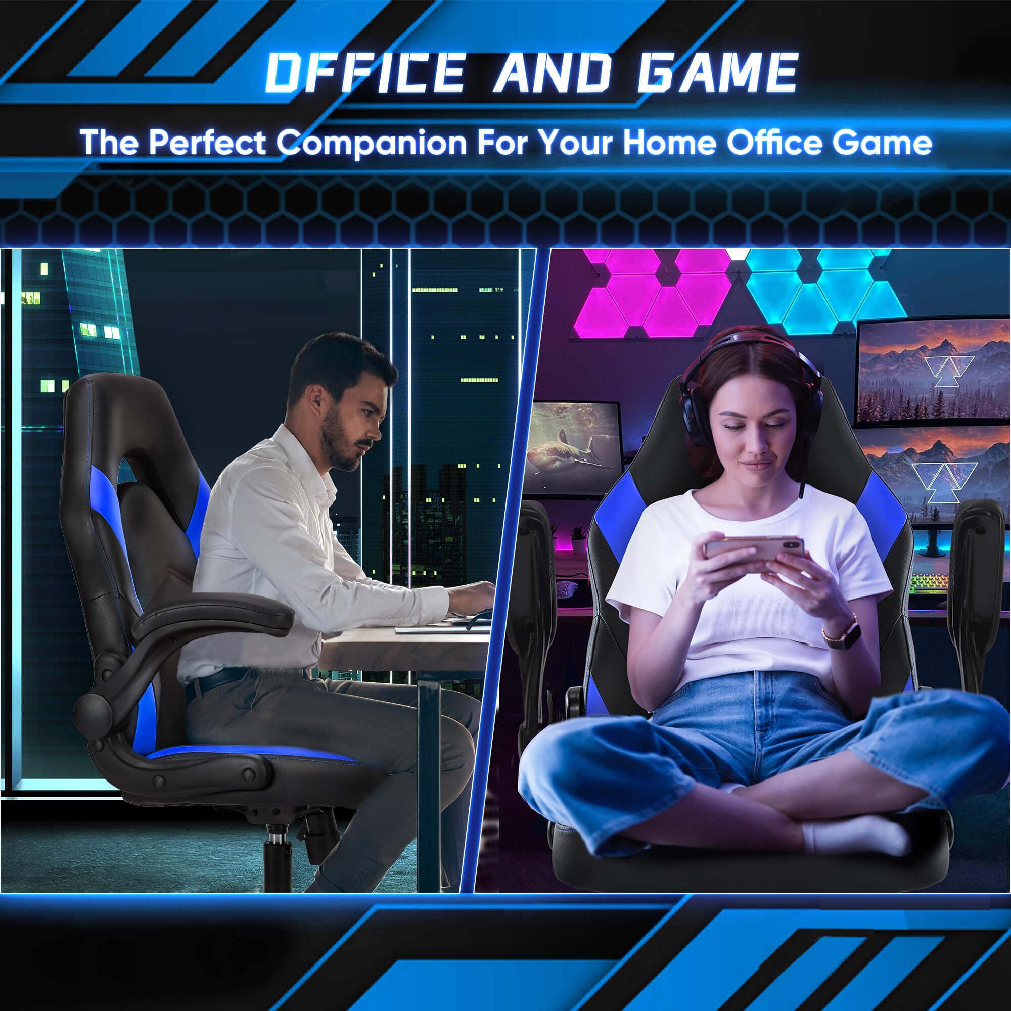 Office Ergonomic Computer Gaming Desk Racing Chair for Adults
