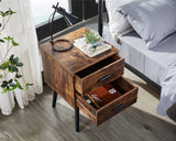 Wooden Night Stand with 2 Drawers Storage Cabinet, Bedside Table for Bedroom Or Mid-Century