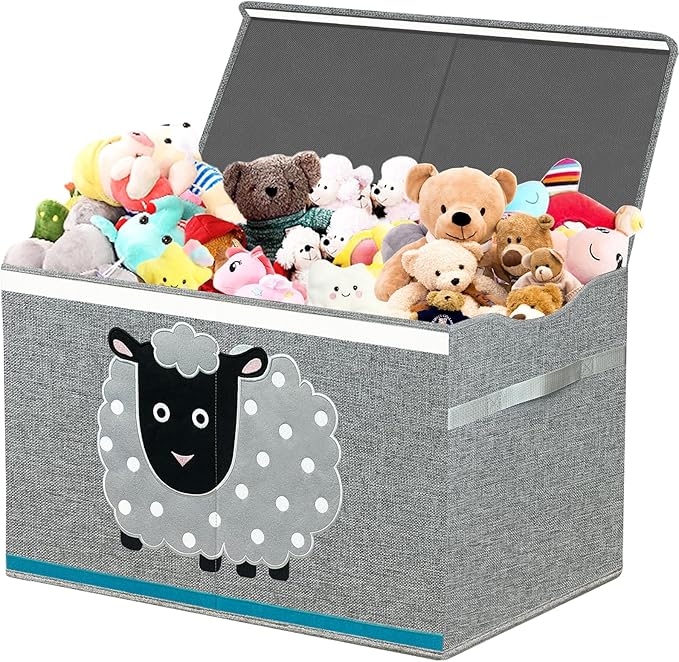 Large Kids Toy Box Storage Chest with 360°Wheels,Toy box with Lid for Boys, Girls,Collapsible