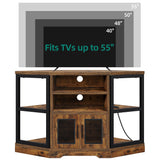 Corner TV Stand for TVs up to 55 Inch with Power Outlet, Modern Farmhouse