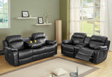 Reclining Loveseat w/ Center Console Cup Holder, Black Bonded Leather