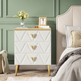 3-Drawer Nightstand Set of 2, Luxury Bedside Table End Table with Storage