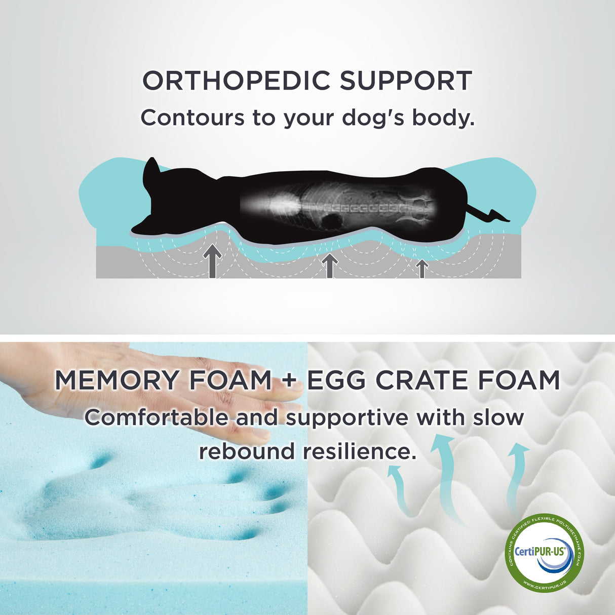 Memory Foam Dog Bed for Medium Dogs - Orthopedic Egg&Memory Foam Dog